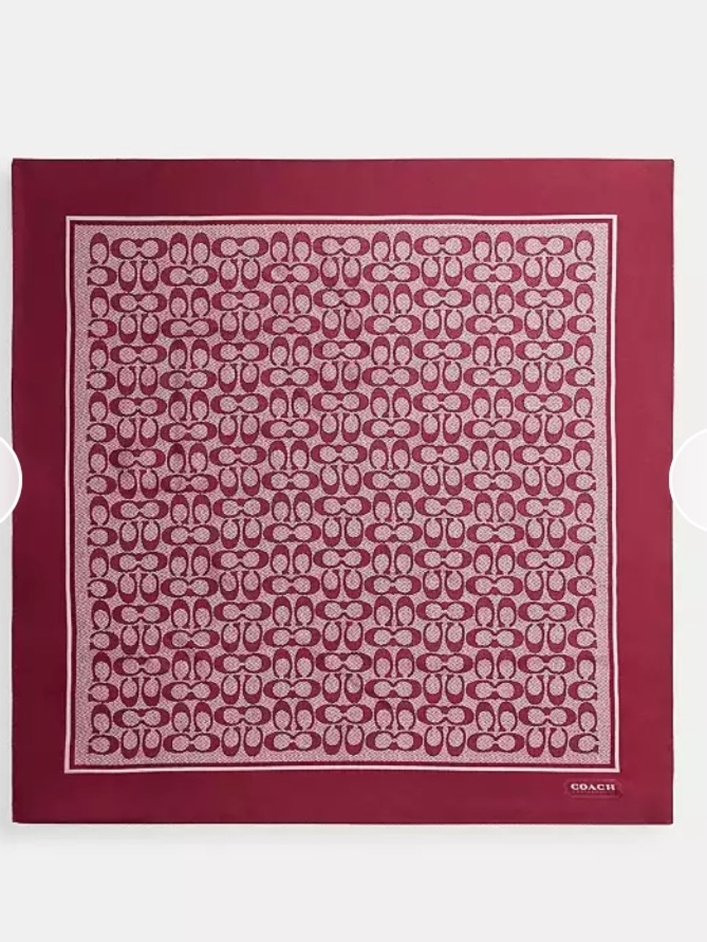 100% Silk Coach Text Print Scarf. Dark Fuschia